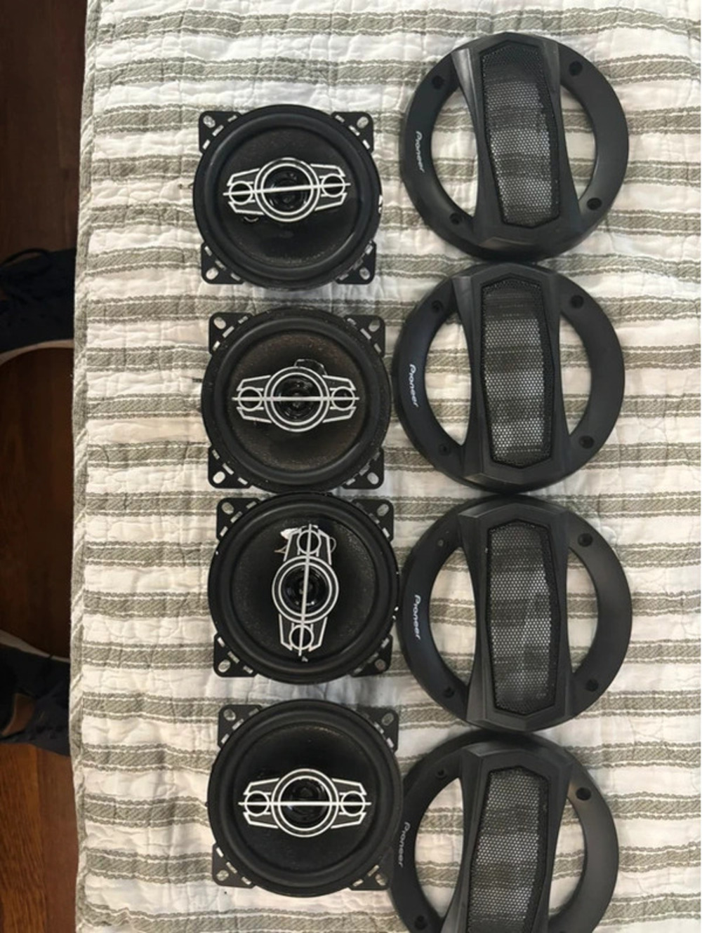 Pioneer TS-A1095S 4” Car Speakers Lot of 4 w/ Grilles 220W Parts Repair